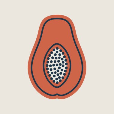 Papaya tropical fruit vector icon. Graph symbol for food and drinks web site, apps design, mobile apps and print media, logo, UI