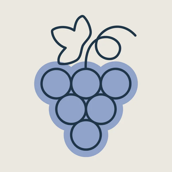 Bunch Grapes Leaf Vector Icon Graph Symbol Food Drinks Web — Vetor de Stock