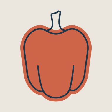Bell Pepper veya Paprika izole edilmiş tasarım vektörü ikonu. Sebze işareti. Gıda ve içecek web sitesi için grafik sembolü, uygulama tasarımı, mobil uygulamalar ve yazdırma ortamı, logo, UI