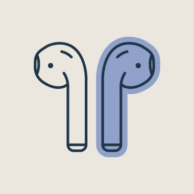 Kablosuz kulaklıklar ikonu izole ediyor. Müzik işareti. Müzik ve ses web sitesi için grafik sembolü ve uygulama tasarımı, logo, uygulama, UI
