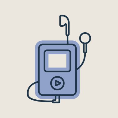 Kulaklıklı ortam oynatıcı vektör simgesini izole etti. Müzik işareti. Müzik ve ses web sitesi için grafik sembolü ve uygulama tasarımı, logo, uygulama, UI