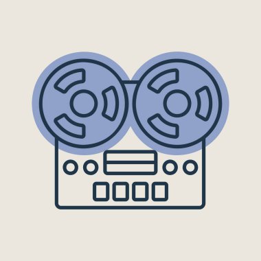 Nostaljik antika bobbin teyp kaydedici cihaz vektörü ikonu izole etti. Müzik ve ses web sitesi için grafik sembolü ve uygulama tasarımı, logo, uygulama, UI