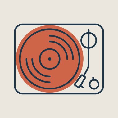 Vinil kayıt cihazı vektör simgesi. Müzik işareti. Müzik ve ses web sitesi için grafik sembolü ve uygulama tasarımı, logo, uygulama, UI