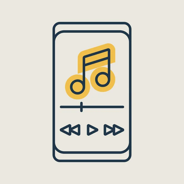 Smartphone Music Player App Vector Isolated Icon Music Sign Graph — Stok Vektör