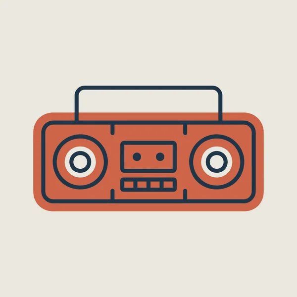 Boombox Cassette Stereo Recorder Retro Design Eighties Vector Isolated Icon — 스톡 벡터