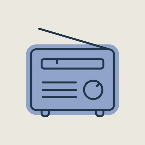 Retro Radio Vector Icon Graph Symbol Music Sound Web Site — Stock Vector