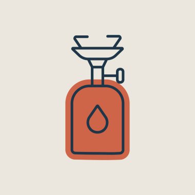 Gaz ocağı vektör ikonu. Kamp ve yürüyüş işareti. Seyahat ve turizm web sitesi ve uygulama tasarımı, logo, uygulama, UI için grafik sembolü