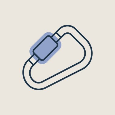 Karabina vektör simgesi. Kamp ve yürüyüş işareti. Seyahat ve turizm web sitesi ve uygulama tasarımı, logo, uygulama, UI için grafik sembolü