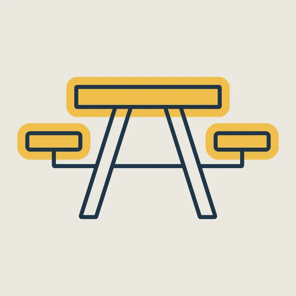 キャンプテーブル木製公園ベクトルアイコン 旅行や観光のウェブサイトやアプリのデザイン アプリ Uiのためのグラフシンボル — ストックベクタ
