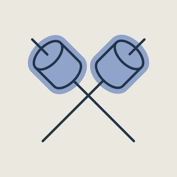Marshmallow Ξύλινο Ραβδί Διάνυσμα Απομονωμένη Εικόνα Πινακίδα Για Κάμπινγκ Και — Διανυσματικό Αρχείο