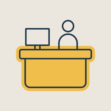 Otel resepsiyon vektörü ikonu izole etti. Seyahat ve turizm web sitesi ve uygulama tasarımı, logo, uygulama, UI için grafik sembolü