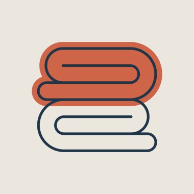 Katlanmış banyo havlusu ya da peçete vektör ikonu yığını. Otel tabelası. Seyahat ve turizm web sitesi ve uygulama tasarımı, logo, uygulama, UI için grafik sembolü