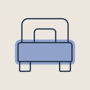 Tek yatak düz vektör izole ikonu. Seyahat ve turizm web sitesi ve uygulama tasarımı, logo, uygulama, UI için grafik sembolü