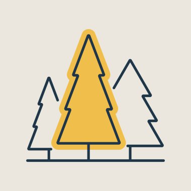 Kozalaklı orman taşıyıcısı ikonu izole etti. Doğa işareti. Seyahat ve turizm web sitesi ve uygulama tasarımı, logo, uygulama, UI için grafik sembolü