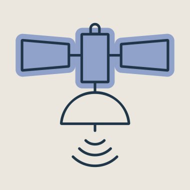 Uydu vektör simgesi izole edildi. Navigasyon işareti. Seyahat ve turizm web sitesi ve uygulama tasarımı, logo, uygulama, UI için grafik sembolü