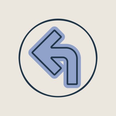 Sol ok vektör simgesine dön. Navigasyon işareti. Seyahat ve turizm web sitesi ve uygulama tasarımı, logo, uygulama, UI için grafik sembolü