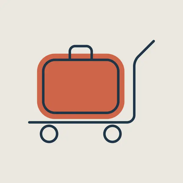 Gepäck Gepäck Koffer Auf Trolley Flachvektorsymbol Hotelschild Grafik Symbol Für — Stockvektor