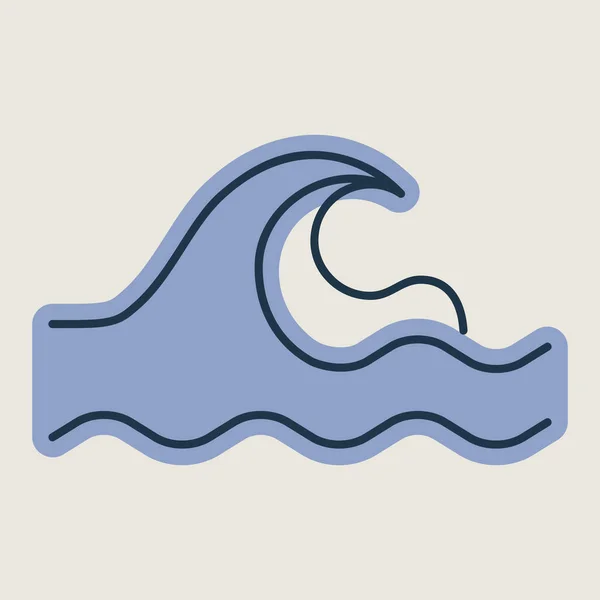 海の波ベクトル絶縁アイコン 自然標識だ 旅行や観光のウェブサイトやアプリのデザイン アプリ Uiのためのグラフシンボル — ストックベクタ