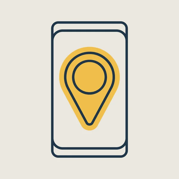 Smartphone Avec Vecteur Icône Style Localisation Broche Panneau Navigation Symbole — Image vectorielle