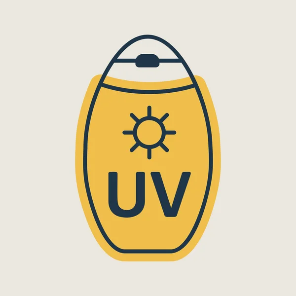 Crema Solare Vettore Isolato Icona Segno Estivo Simbolo Grafico Viaggi — Vettoriale Stock