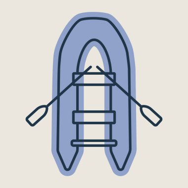 Şişirilebilir lastik tekne vektörü ikonu izole etti. Seyahat ve turizm web sitesi ve uygulama tasarımı, logo, uygulama, UI için grafik sembolü