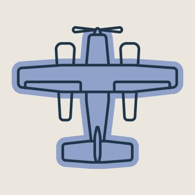 Küçük amfibi deniz uçağı, uçak vektörü izole edilmiş ikon. Seyahat ve turizm web sitesi ve uygulama tasarımı, logo, uygulama, UI için grafik sembolü