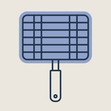Barbekü, ızgara çelik ızgara hattı ikonu. Yemek pişirme web sitesi ve uygulama tasarımı, logo, uygulama, UI için grafik sembolü