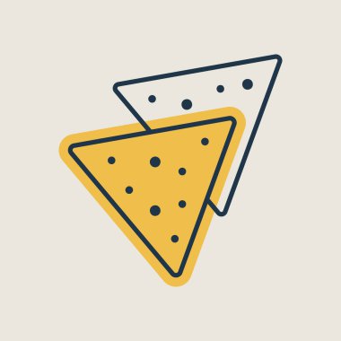 Tortilla cipsi veya nachos tortilla vektör ikonu. Fast food burcu. Yemek pişirme web sitesi ve uygulama tasarımı, logo, uygulama, UI için grafik sembolü