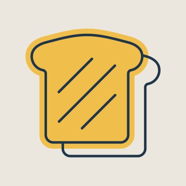 Ekmek, tost vektörü simgesi. Fast food burcu. Yemek pişirme web sitesi ve uygulama tasarımı, logo, uygulama, UI için grafik sembolü