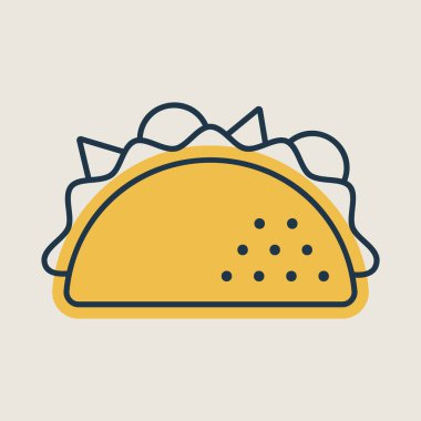 Taco vektör ikonu. Fast food burcu. Yemek pişirme web sitesi ve uygulama tasarımı, logo, uygulama, UI için grafik sembolü