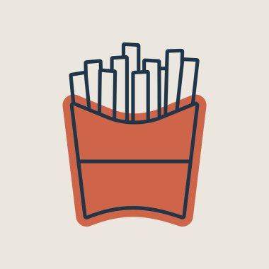 Patates kızartması vektör ikonu. Fast food burcu. Yemek pişirme web sitesi ve uygulama tasarımı, logo, uygulama, UI için grafik sembolü