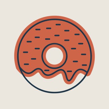 Donut vektör simgesi. Fast food burcu. Yemek pişirme web sitesi ve uygulama tasarımı, logo, uygulama, UI için grafik sembolü