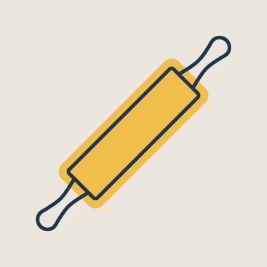 Tahta merdane pompa vektör ikonu. Mutfak aletleri. Yemek pişirme web sitesi tasarımı, logo, uygulama, Ui için grafik sembolü