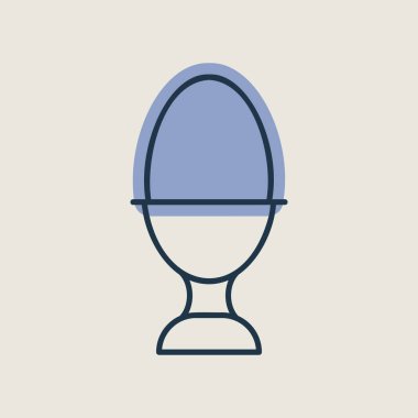 Yumurta kabı ikonunda rafadan yumurta. Mutfak aletleri. Yemek pişirme web sitesi tasarımı, logo, uygulama, UI için grafik sembolü
