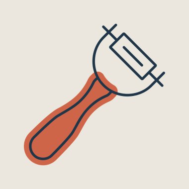 Soyucu vektör simgesi. Patates soyacağı işareti. Mutfak aletleri. Yemek pişirme web sitesi tasarımı, logo, uygulama, UI için grafik sembolü