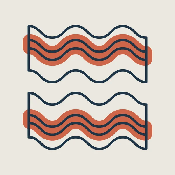 Bacon Strips Vektor Ikon Mat Kött Grill Och Grillskylt Diagram — Stock vektor