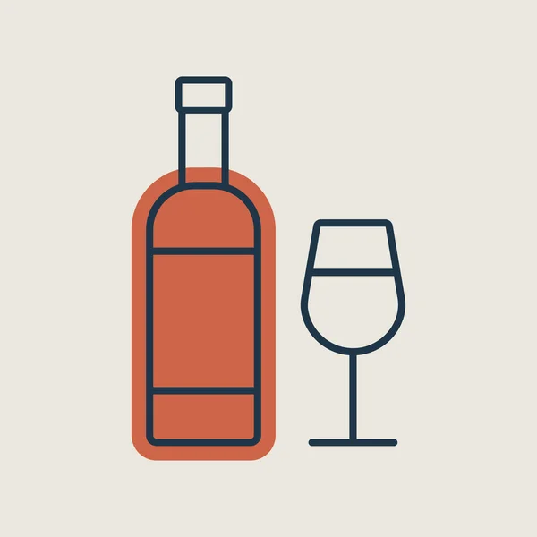 Weinflasche Und Gläser Vektor Symbol Grill Und Grill Zeichen Grafiksymbol — Stockvektor