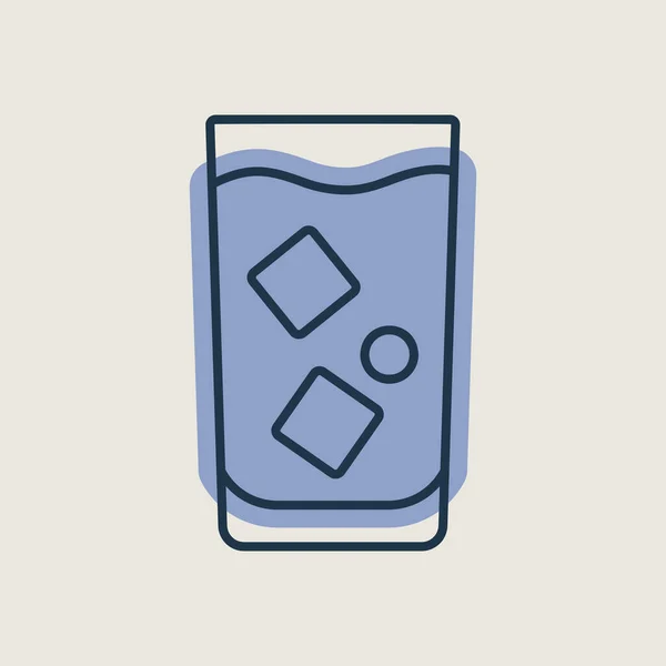 Glas Med Vatten Med Isvektor Isolerad Ikon Diagram Symbol För — Stock vektor