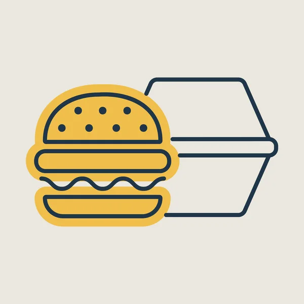 Kapalı Karton Kutu Vektör Ikonlu Burger Teslimat Tabelası Yemek Pişirme — Stok Vektör