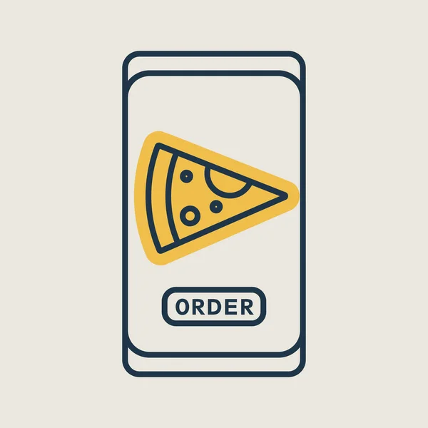 Rychlé Dodání Potravin Služba Vektor Izolované Ikony Nápis Pizzy Mobilní — Stockový vektor