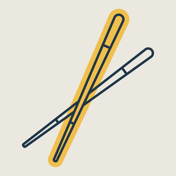 Baguettes Chinoises Bâtons Coupe Icône Vectorielle Appareil Cuisine Symbole Graphique — Image vectorielle