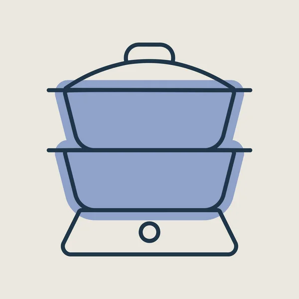 Çift Kazan Vektör Ikonu Mutfak Aletleri Yemek Pişirme Web Sitesi — Stok Vektör
