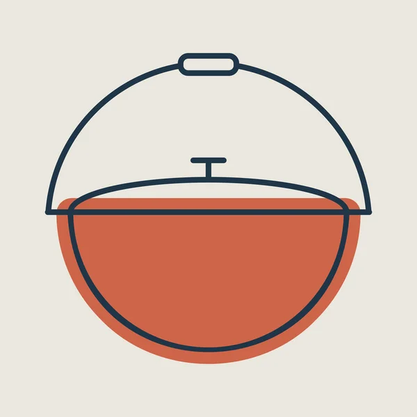 Kocioł Kempingowy Ikony Wektora Metalu Sprzęt Kuchenny Symbol Graficzny Gotowania — Wektor stockowy