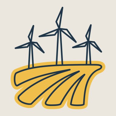 Sahadaki yel değirmeni ikonu. Tarım işareti. Web sitenizin tasarımı için grafik sembolü, logo, uygulama, UI. Vektör illüstrasyonu, EPS10.