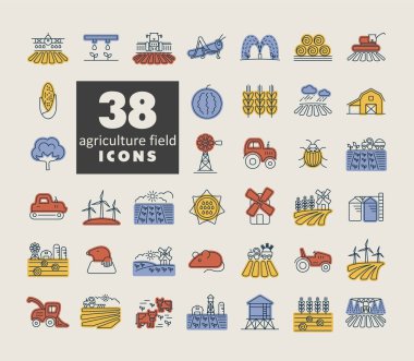 Farm Field isolated icon set. Agriculture sign. Graph symbol for your web site design, logo, app, UI. Vector illustration, EPS10