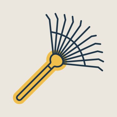 Zemini gevşetmek ve yaprak vektör simgesi toplamak için bahçe tırmığı. Tarım, bahçe ve bitkiler için grafik sembolü Web sitesi ve uygulama tasarımı, logo, uygulama, UI