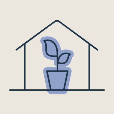 Vektör ikonu içinde fideleri olan bir sera. Tarım, bahçe ve bitkiler için grafik sembolü Web sitesi ve uygulama tasarımı, logo, uygulama, UI