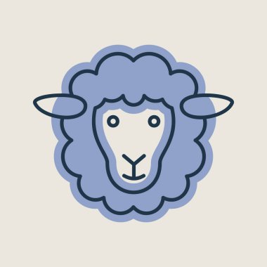 Koyun ikonu izole edildi. Hayvan kafası. Çiftlik işareti. Web sitenizin tasarımı için grafik sembolü, logo, uygulama, UI. Vektör illüstrasyonu