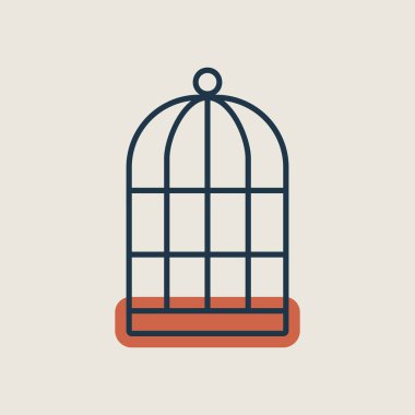 Boş kuş kafesi vektör simgesi. Evcil hayvan işareti. Evcil hayvan ve veteriner web sitesi ve uygulama tasarımı, logo, uygulama, UI için grafik sembolü