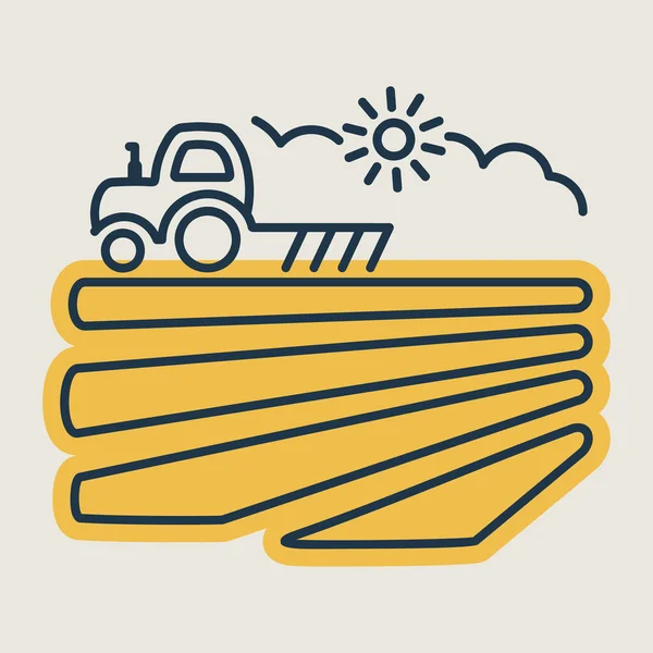 Der Traktor Pflügt Das Feld Vor Der Aussaat Feldarbeit Frühjahr — Stockvektor